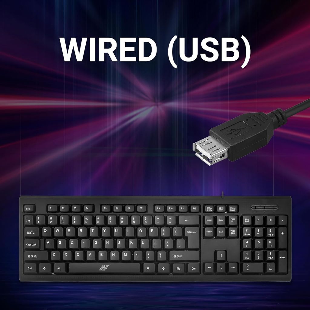 Ant Value FBRI01 Wired USB Keyboard - Full Size with Numeric Keypad