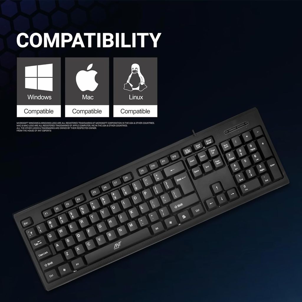 Ant Value FBRI01 Wired USB Keyboard - Full Size with Numeric Keypad