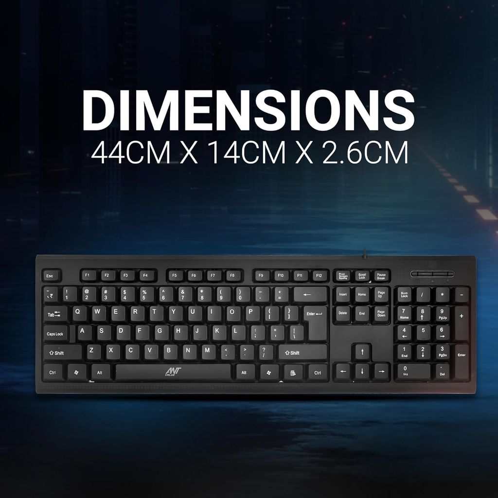 Ant Value FBRI01 Wired USB Keyboard - Full Size with Numeric Keypad