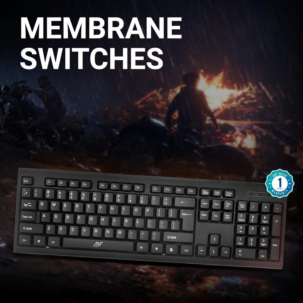 Ant Value FBRI01 Wired USB Keyboard - Full Size with Numeric Keypad