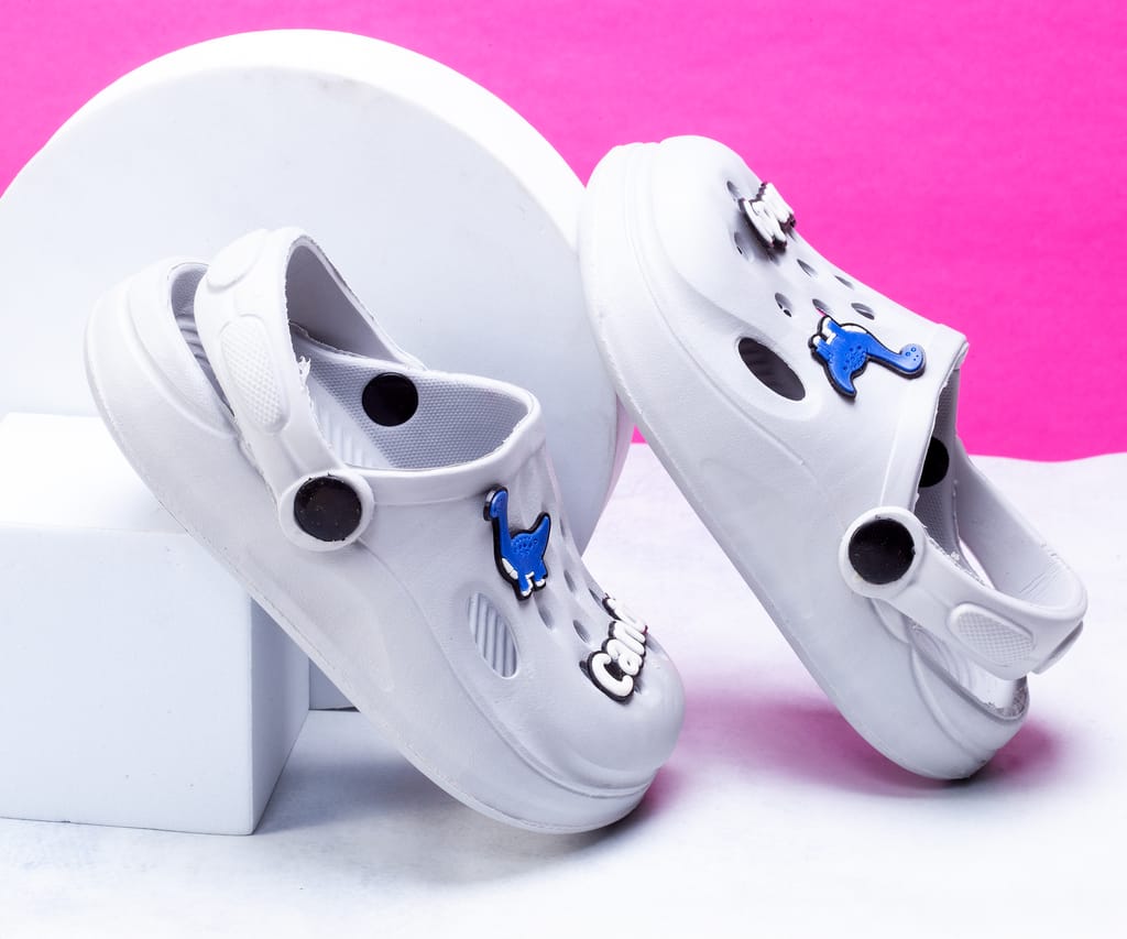 Sophisticated Men Dewk Berries Kid`s Grey Clogs with Dinosaur Charms 2025 at ShopCircuit | ONDC