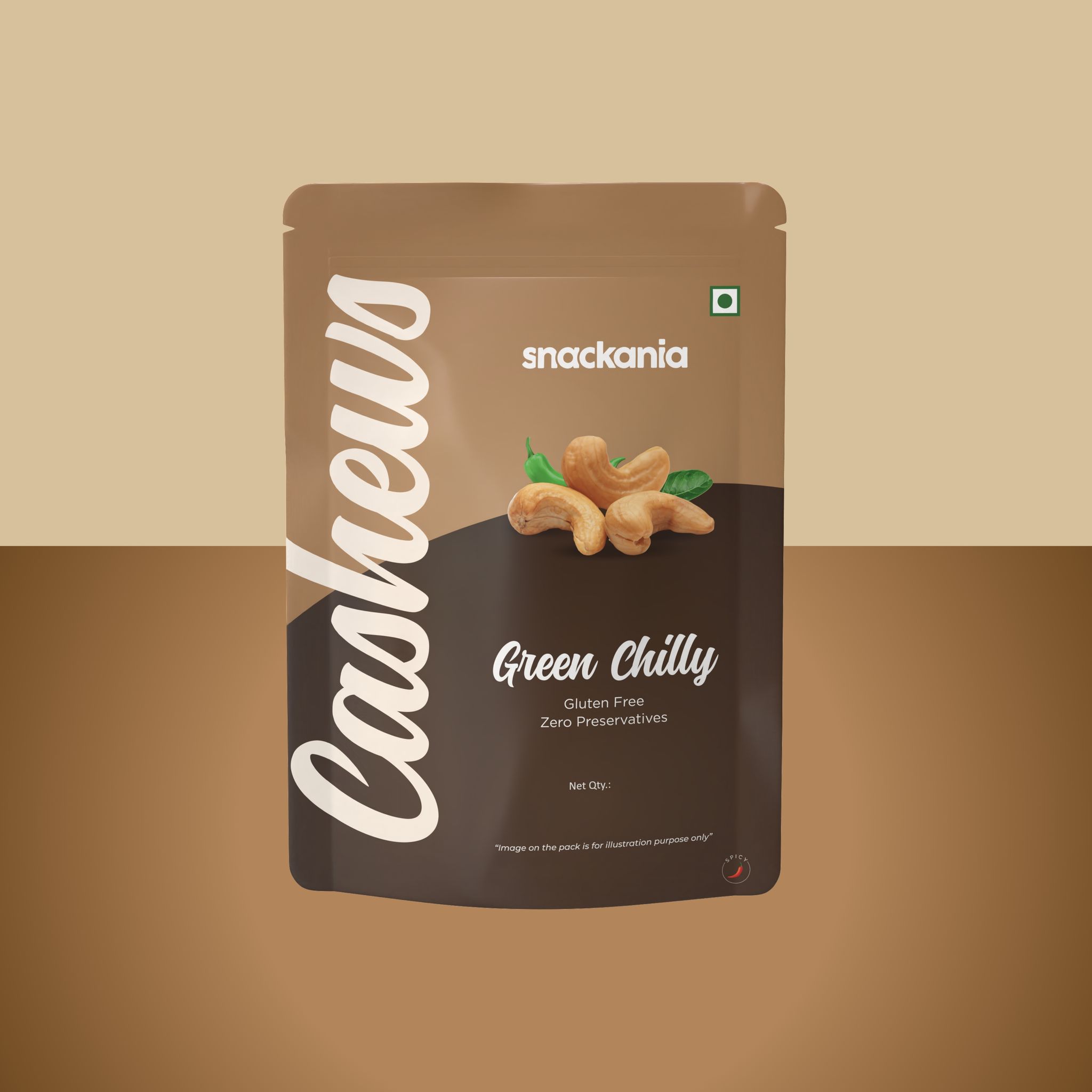 Snackania Green Chilli Cashew | Chilli Cashew | Masala Kaju Roasted | Masala & Roasted Cashew Nut I Dry Fruit - Delicious & Crunchy 230 Gram