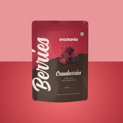 Snackania Cranberry | Dried and Sweet Whole Cranberries | Healthy Snack for kids and adults | Quality Berries 230 Gram