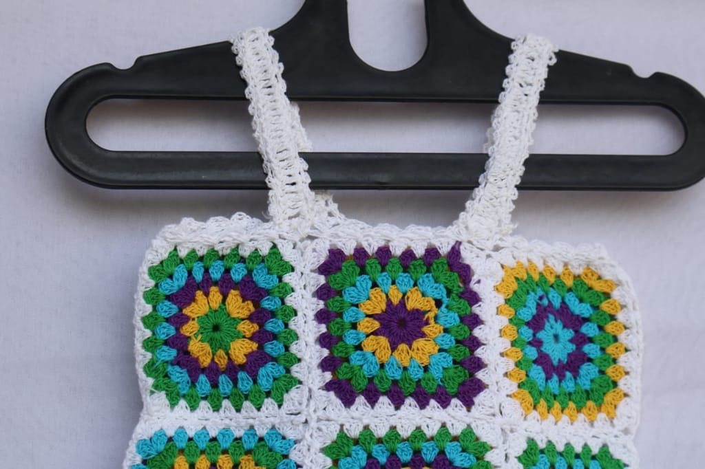 Handmade Crochet Granny Square Top - Bohemian Chic
