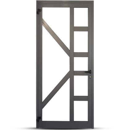 Aluminium Front Door Semi Glossy Grey KPD-1008 (3.6 ft x 7 ft)