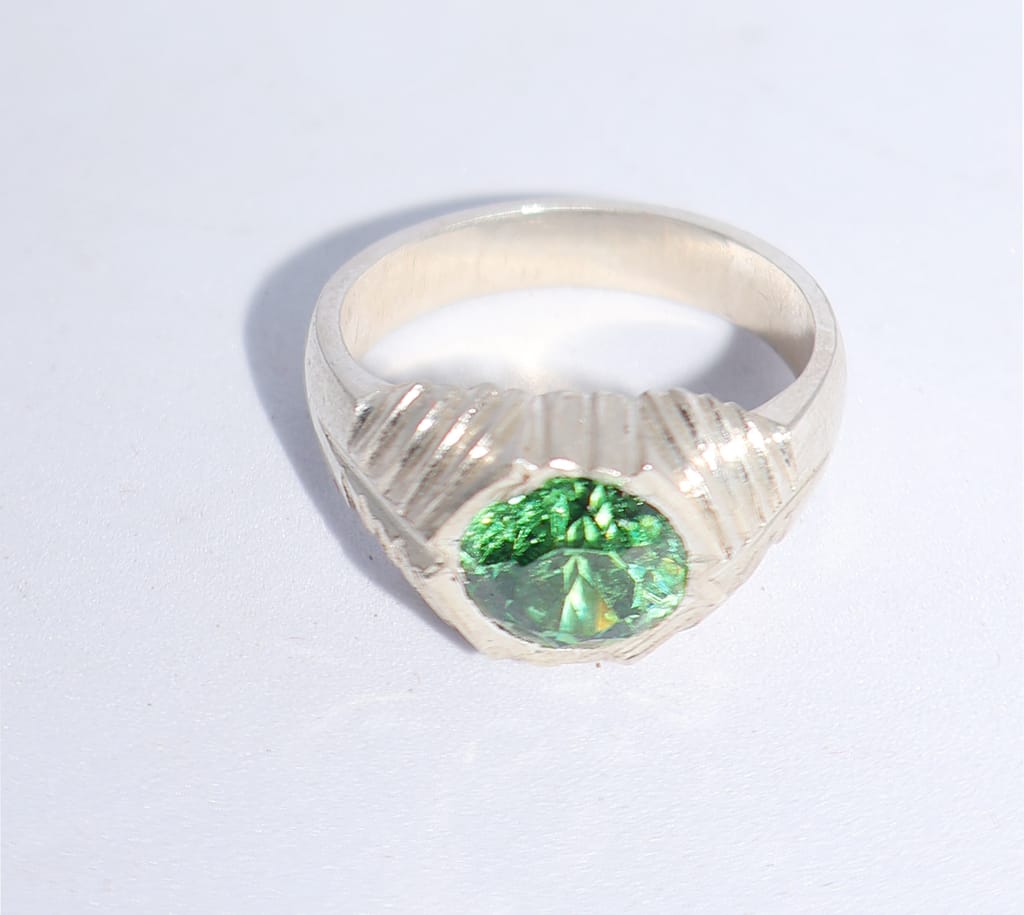 Green Stone Ring - Sterling Silver Ring for Women & Men