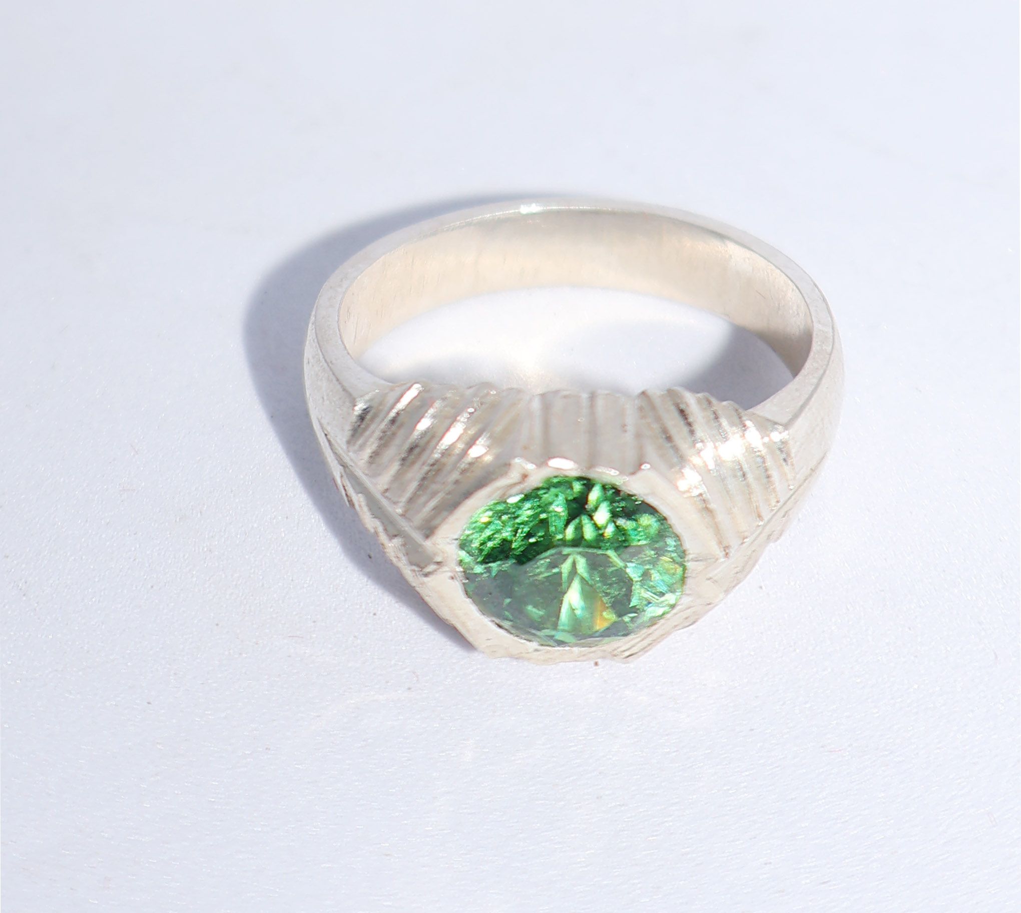 Green Stone Ring - Sterling Silver Ring for Women & Men