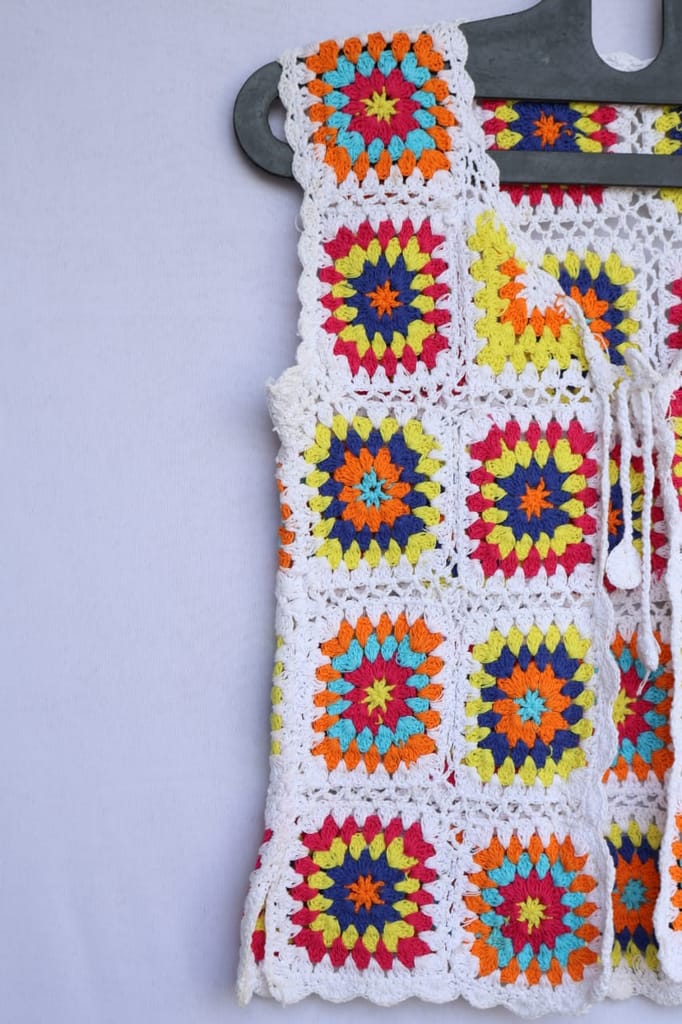 Bohemian Crochet Vest - Handcrafted Colorful Square Vest