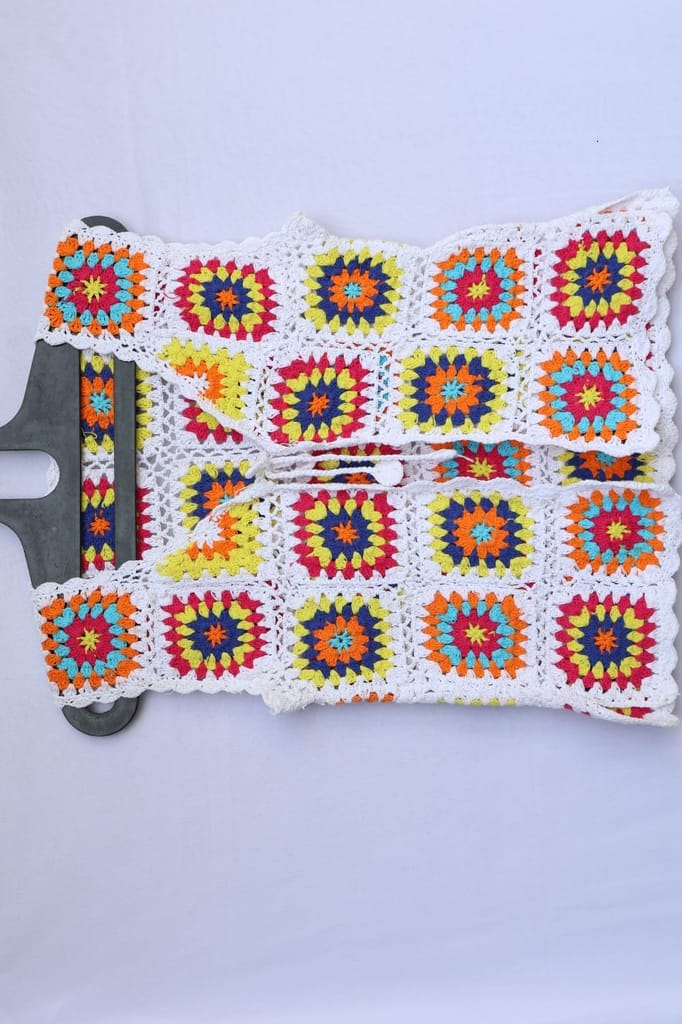 Bohemian Crochet Vest - Handcrafted Colorful Square Vest