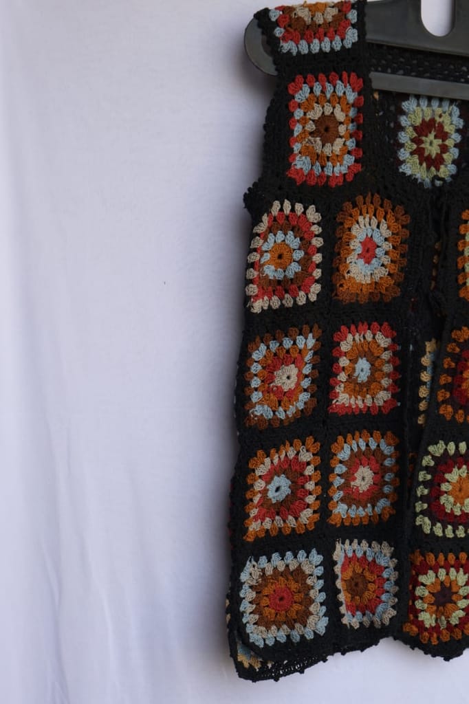 Handmade Crochet Granny Square Vest - Bohemian Chic