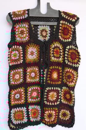 Handmade Crochet Granny Square Vest - Bohemian Chic