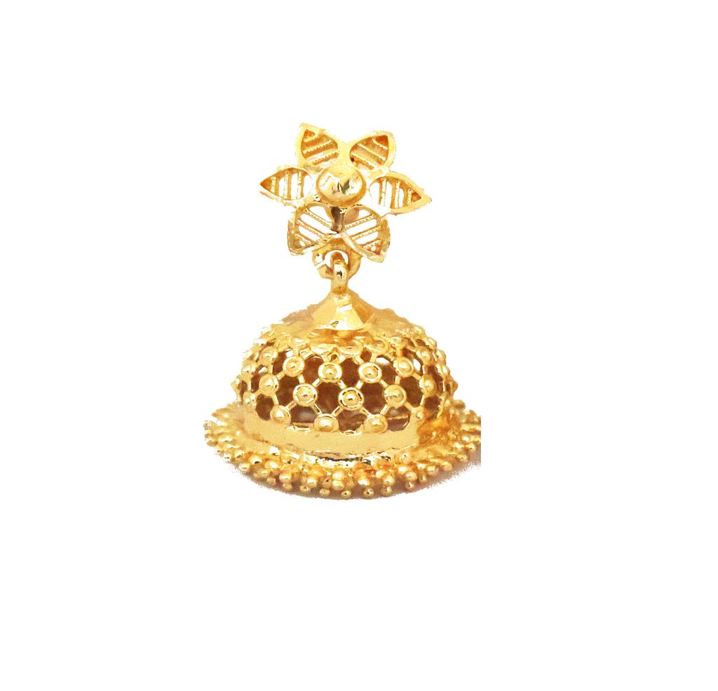 Small Gold Jhumka Earrings - Elegant Traditional Design