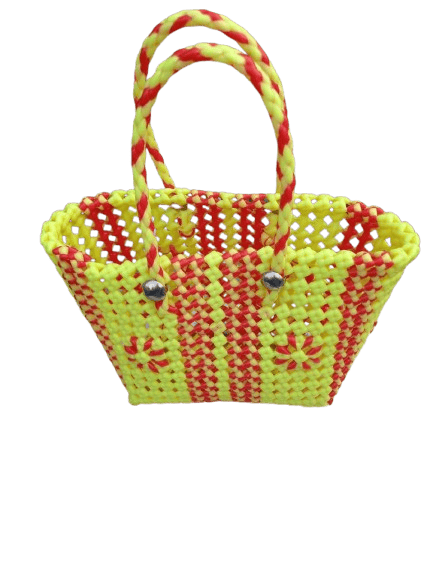 Orange and Yellow Handwoven Plastic Wire Bag - Handbags | Buy online on ZillyBuy