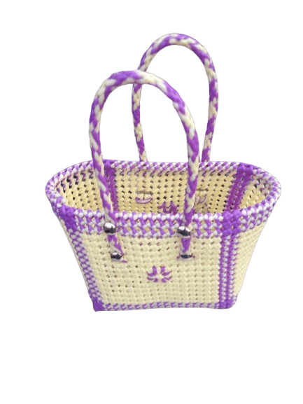 Cream and Purple Colour Handwoven Plastic Wire Bag - Handbags | Buy online on ZillyBuy