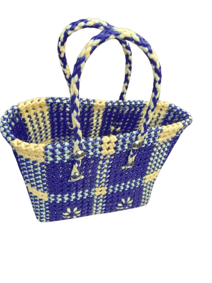 Violet and Cream Handwoven Plastic Wire Bag - Handbags | Buy online on ZillyBuy