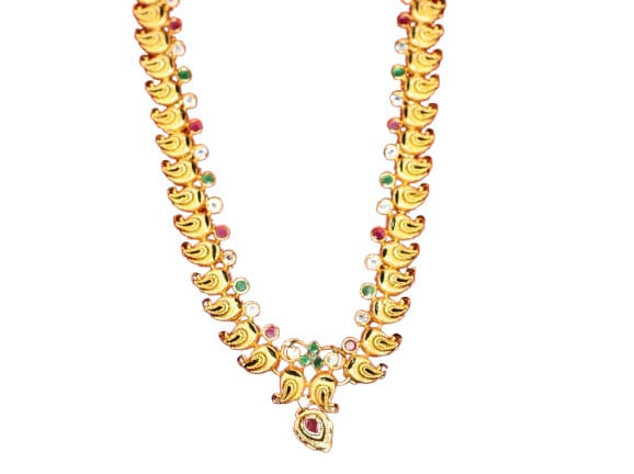 1 Gram Gold Necklace with Gemstones: Elegant & Timeless Design