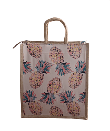 Pineapple Printed Jute Tote Bag - Eco-Friendly & Stylish