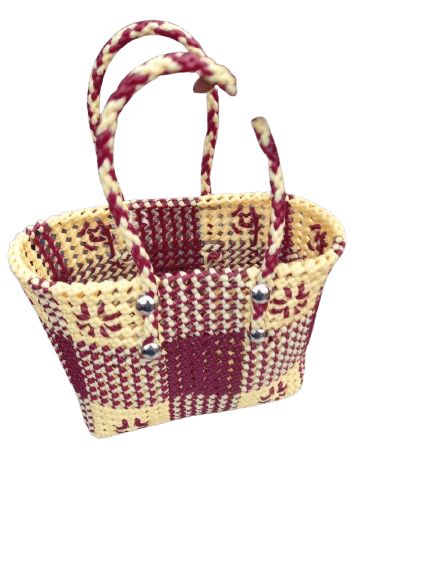 Brown and Cream Colour Handwoven Plastic Wire Bag - Handbags | Buy online on ZillyBuy