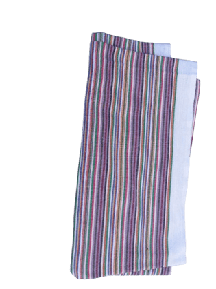Cotton Towel with Checks - White and Purple