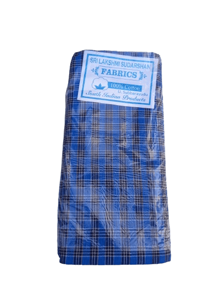 Cotton Lungi with Checks - Blue Colour - Towels | Buy online on ZillyBuy