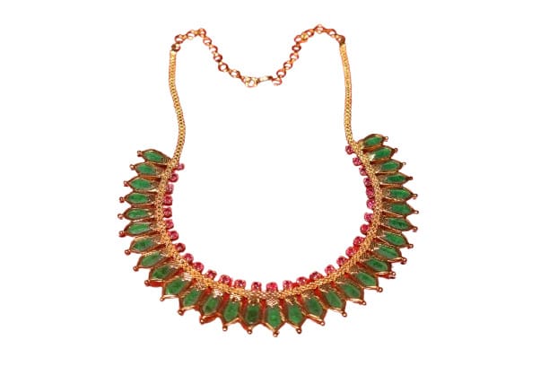 1 Gram Emerald and Ruby Necklace in Gold Tone