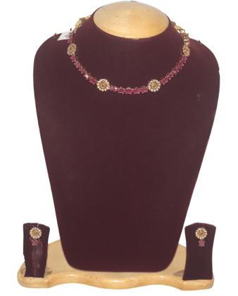 Ruby Necklace Set with Floral Accents