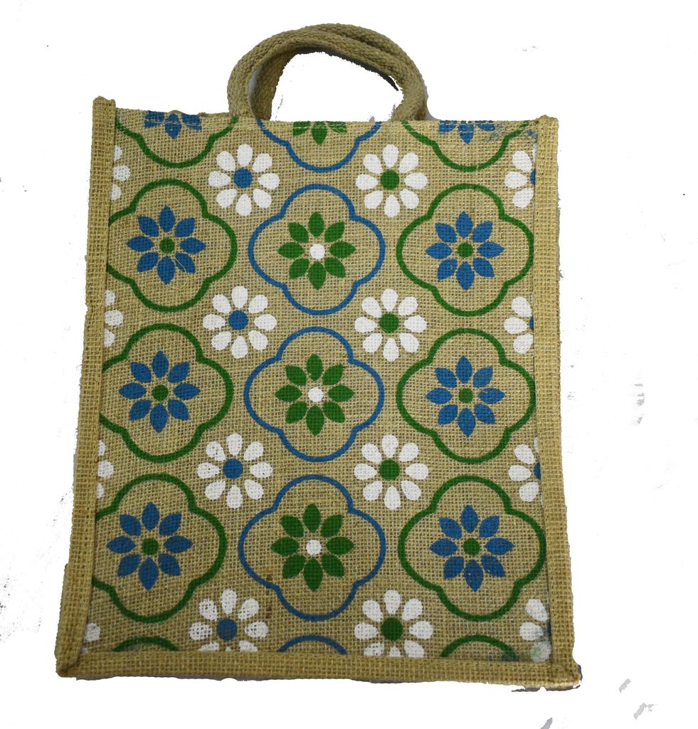 Jute Bag Pair Eco-Friendly Jute Tote Bags with Floral Prints
