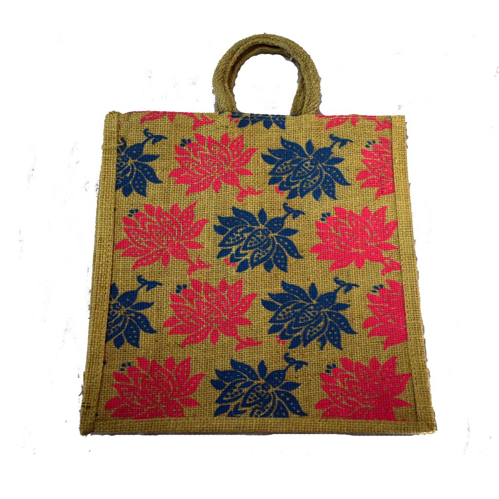 Jute Bag Pair Eco-Friendly Jute Tote Bags with Floral Prints