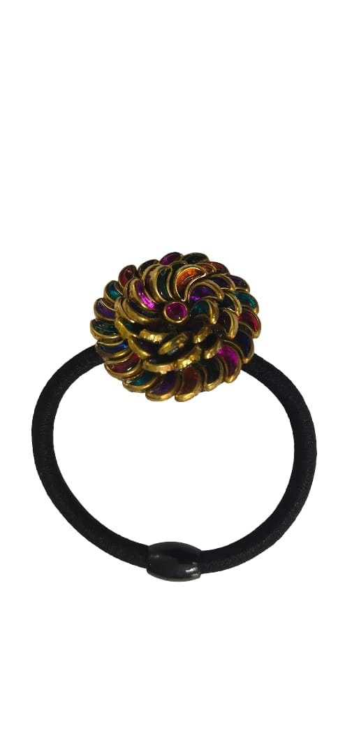Flower Embellished Hair Tie - Colorful Jewel Hair Accessory