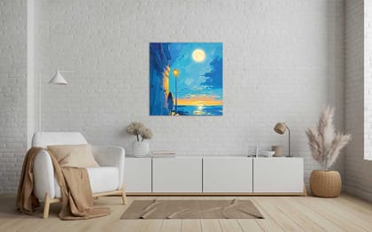MOONLIT PROMENADE WALLART 24in X 24in WITH BLACK FRAME