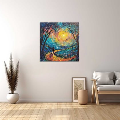 STARLIT JOURNEY PAINTING  24in X 24in WITH BLACK FRAME