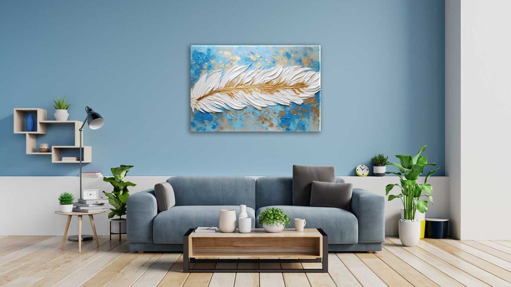 FEATHERS TEXTURE LEAF WALLART 24in X 16in WITH BLACK FRAME