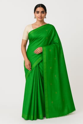 Green Tussar Silk Saree Green Tussar Silk Saree