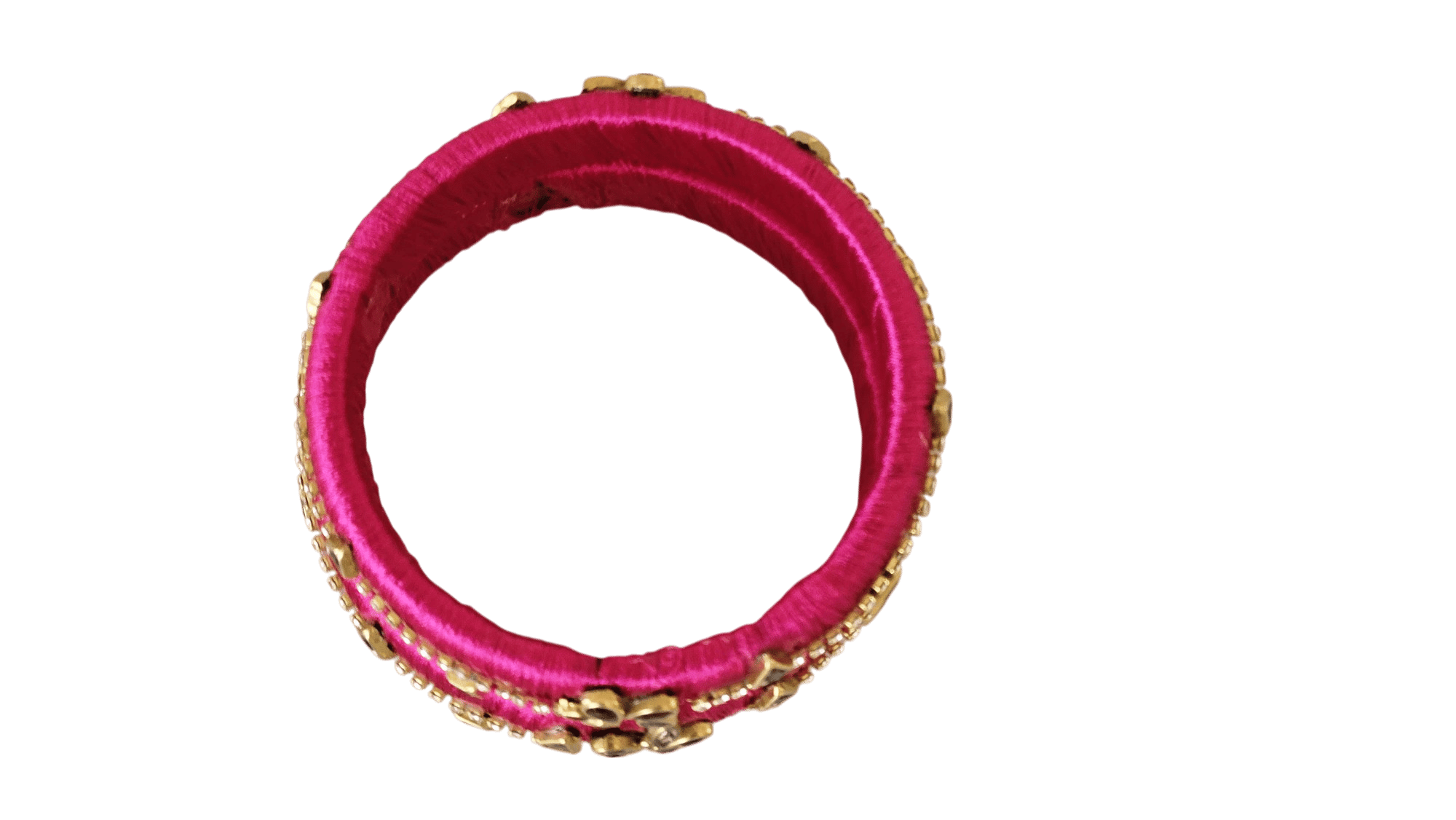 Pink Silk Thread Bangles with Stone Embellishments (2.8) - Set of 2