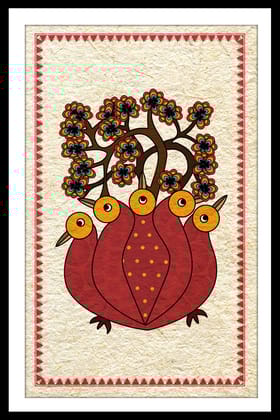 ELEGANT GOND ART 16in X 24in WITH BLACK FRAME