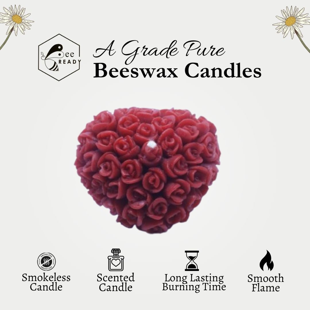 Beeready Bees Wax Designer Heart Candle- Pack of 2