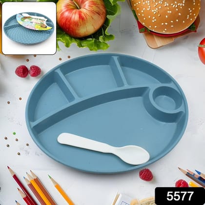 Plastic Food Plates / Biodegradable 5 Compartment Plate With Spoon for Food Snacks / Nuts / Desserts Plates for Kids,&nbsp;Reusable Plates for Outdoor, Camping, BPA-free&nbsp;(1 Pc)