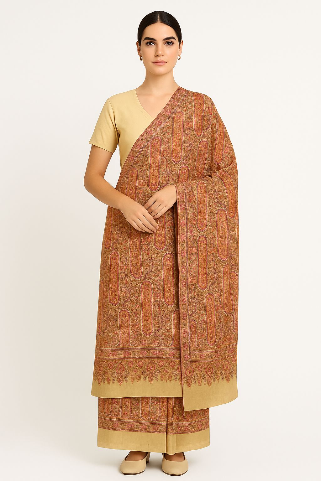 Kashmiri Handmade Shawl wih flowral design