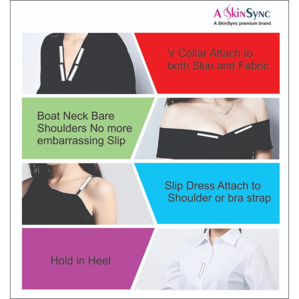 A SkinSync 216 Strips Double Sided Tape for Fashion, Clothing and Body Tape | All Day Strength Invisible Dress Tape for women | Gentle to stick on Skin and clothes | Transparent (216 Strips)