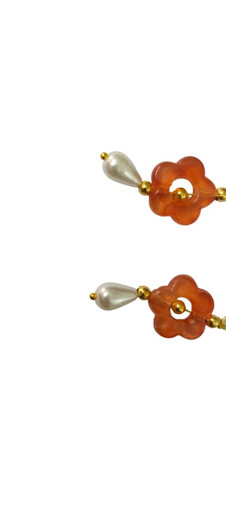 Flower-Shaped Earrings with Pearl Drop