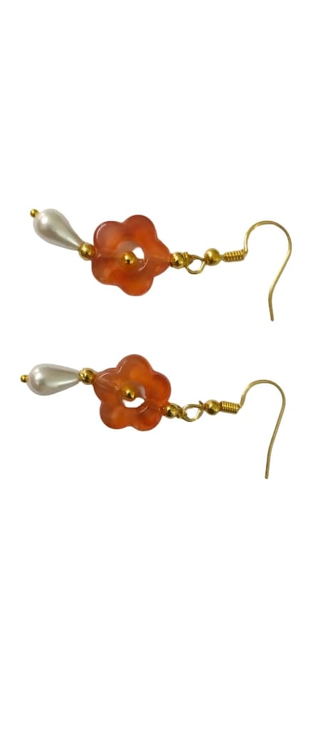 Flower-Shaped Earrings with Pearl Drop