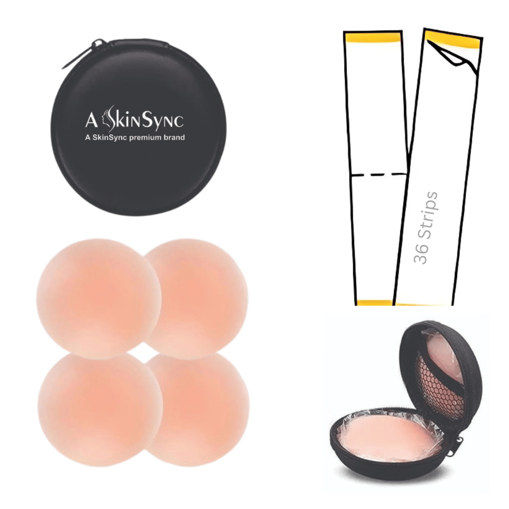 A SkinSync Silicone Nipple Covers 10 Times Reusable for Women (2 Pair) with Double Sided Tape 36 Pieces, Fashion Clothing Accessory