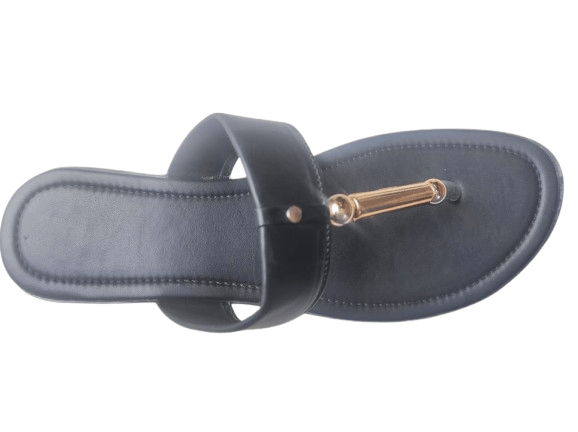 Black Flip-Flop Sandals with Gold Accent