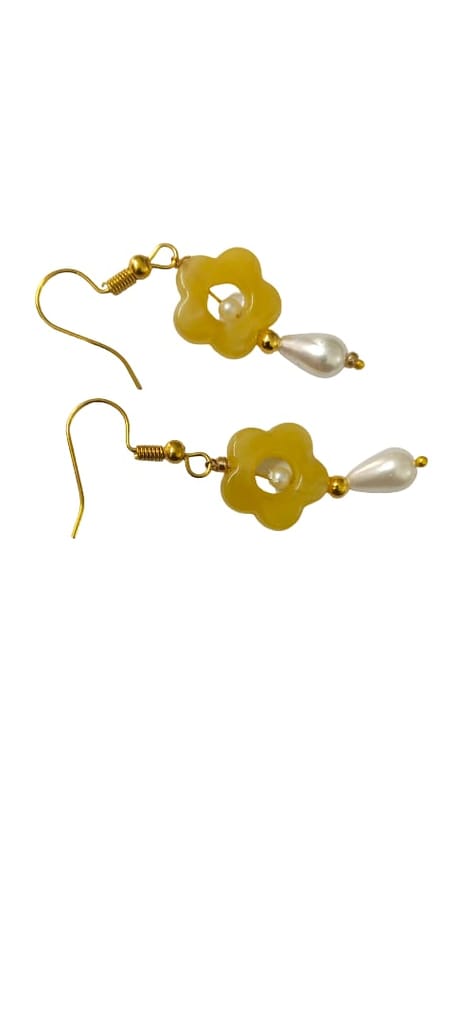 Floral Drop Earrings with Pearl Accents - Elegant & Chic