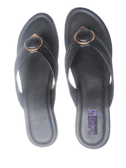 Black Flip-Flops with Elegant Strap Accent