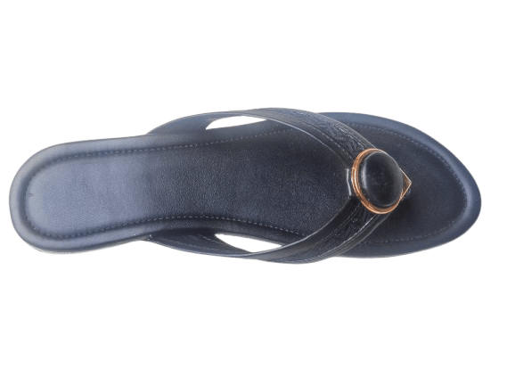 Black Flip-Flops with Elegant Strap Accent