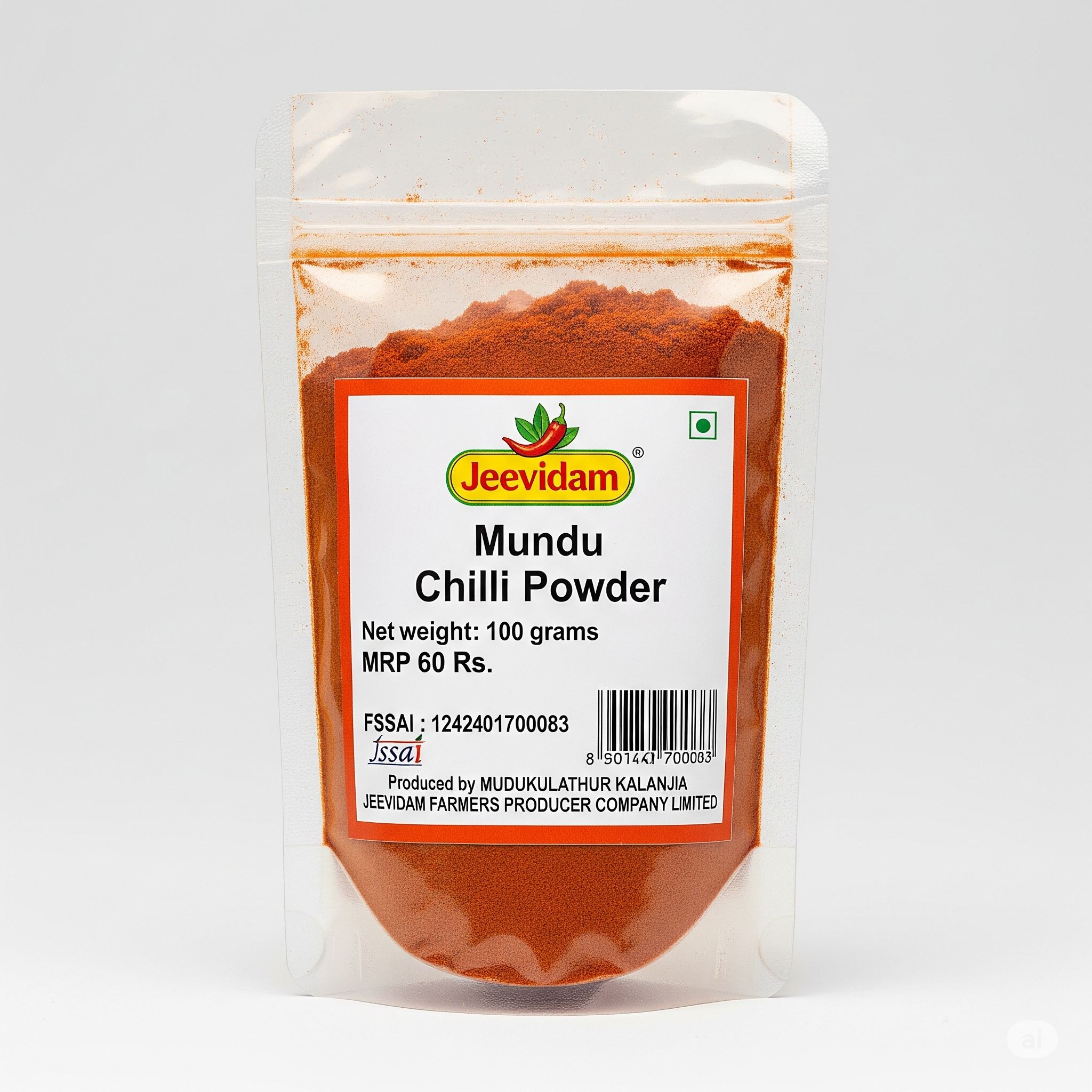 Jeevidam Mundu Chilli Powder - 100g | Authentic Indian Spice