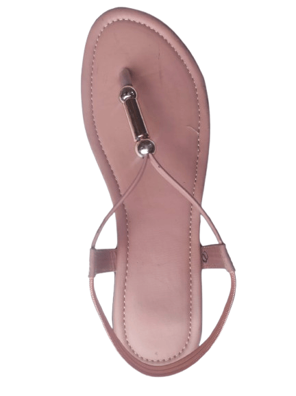 Women's Elegant Blush Pink Flat Toe-Loop T-Strap Sandals