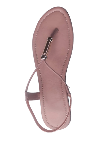 Women's Elegant Blush Pink Flat Toe-Loop T-Strap Sandals