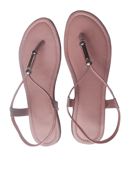Women's Elegant Blush Pink Flat Toe-Loop T-Strap Sandals